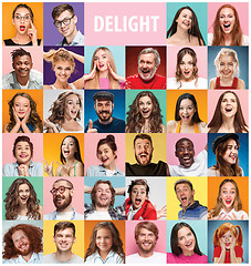 Image showing The collage of surprised people