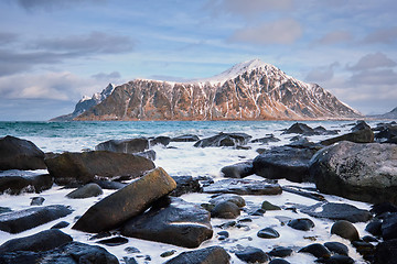 Image showing Rocky coast of fjord in Norway