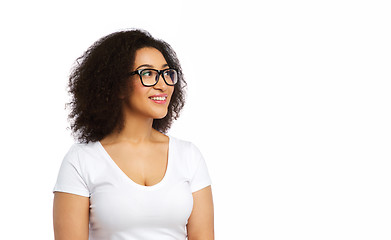 Image showing african american woman in white t-shirt