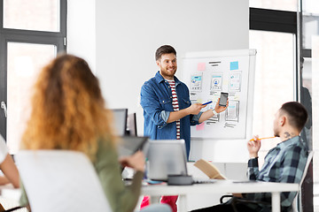 Image showing man showing smartphone user interface at office