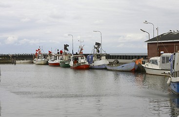 Image showing Danish fishing boat in harbour.