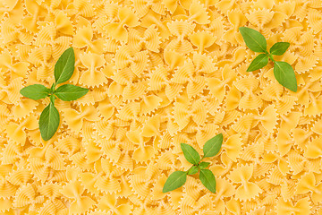 Image showing Farfalle pasta decorated with basil leaves