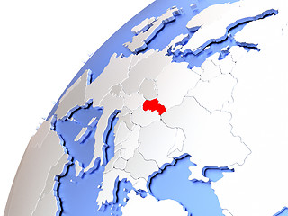 Image showing Slovakia on modern shiny globe