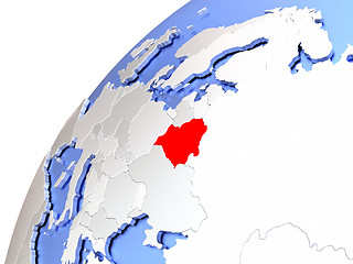 Image showing Belarus on modern shiny globe