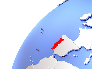 Image showing Portugal on modern shiny globe