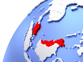 Image showing Malaysia on modern shiny globe