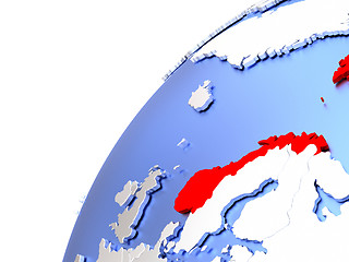 Image showing Norway on modern shiny globe