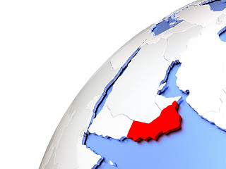 Image showing Oman on modern shiny globe
