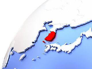 Image showing South Korea on modern shiny globe