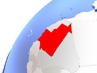 Image showing Mauritania on modern shiny globe