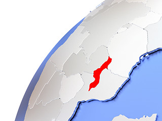 Image showing Malawi on modern shiny globe