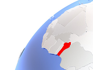Image showing Benin on modern shiny globe