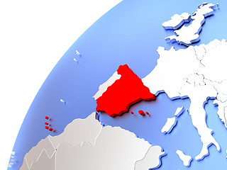 Image showing Spain on modern shiny globe