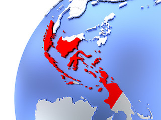 Image showing Indonesia on modern shiny globe