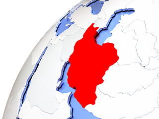 Image showing Iran on modern shiny globe