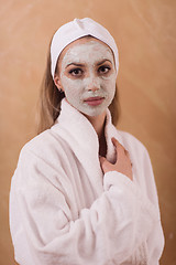 Image showing Spa Woman applying Facial Mask