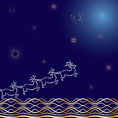 Image showing Santa's deers on blue background