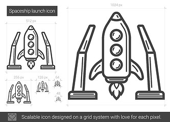 Image showing Spaceship launch line icon.