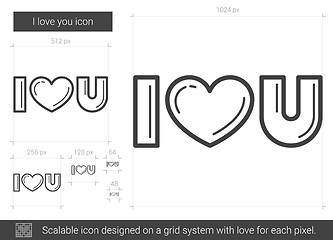 Image showing I love you line icon.