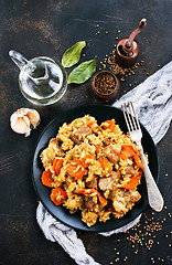 Image showing Fried Rice with Vegetables and Meat