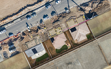 Image showing Drone Aerial View Cross Section of Home Construction Site