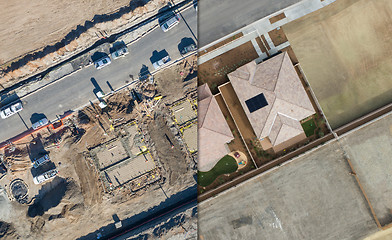 Image showing Drone Aerial View Cross Section of Home Construction Site