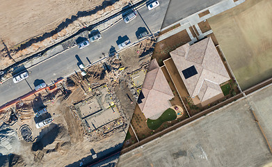 Image showing Drone Aerial View Cross Section of Home Construction Site