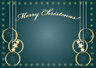 Image showing  Christmas card with congratulations of Merry Christmas and Christmas stars