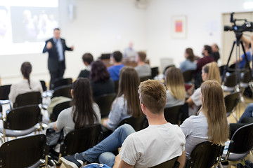 Image showing Professor lecturing in lecture hall at university.