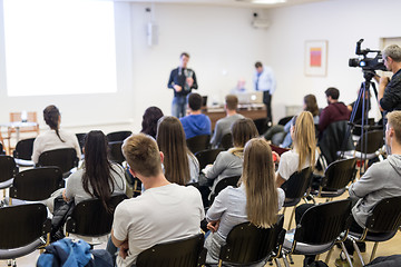 Image showing Professor lecturing in lecture hall at university.