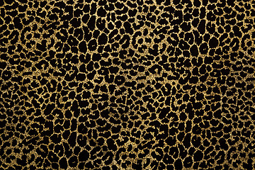 Image showing Black fabric with golden leopard fur print