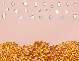 Image showing Rhinestones on pastel pink background