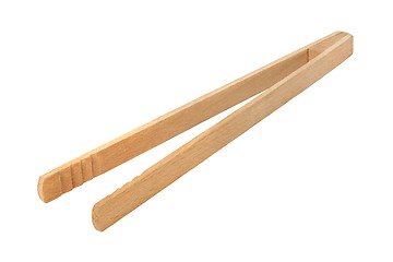 Image showing Wooden food tweezers on white