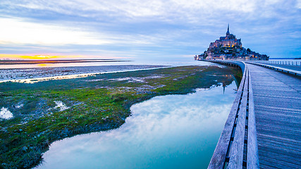 Image showing Mont-Saint-Michel from the bridge