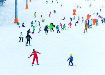 Image showing Ski lesson for children