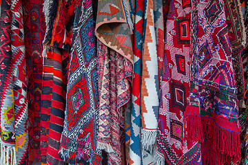 Image showing Oriental carpets in street market