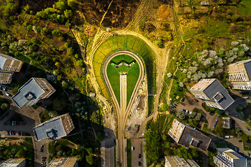 Image showing Tramway turn on the edge of the city