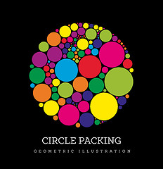 Image showing Circle packing. Geometric vector illustration. Circles are placed in such a way that they touch, but do not intersect