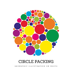 Image showing Circle packing. Geometric vector illustration. Circles are placed in such a way that they touch, but do not intersect