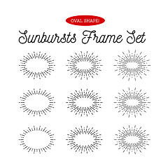 Image showing Sunbursts frame set. Oval shape. Vector illustration on white