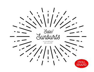 Image showing Sunburst design element. Oval shape. Vector illustration on white background