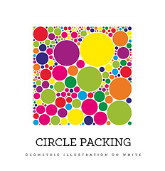 Image showing Circle packing. Geometric vector illustration. Circles are placed in such a way that they touch, but do not intersect