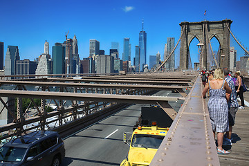 Image showing New York, USA – August 23, 2018: People on pedestrian walkway 