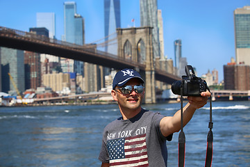 Image showing New York, USA – August 23, 2018: Tourist taking a selfie from 