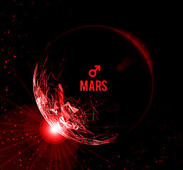 Image showing The planet Mars. Vector illustration. Mars in astrology symbolizes vigor, courage, determination.