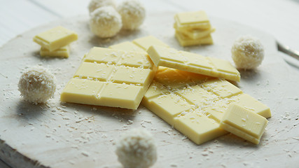 Image showing Sweet white chocolate with coconut sweets