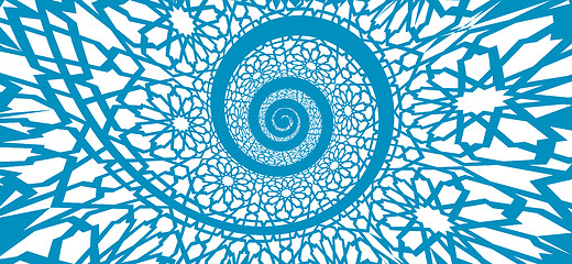 Image showing Islamic pattern, swirled in 3d spiral shape