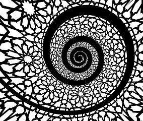 Image showing Islamic pattern, swirled in 3d spiral shape