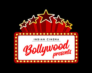 Image showing Bollywood is a traditional Indian movie. Vector illustration with marquee lights