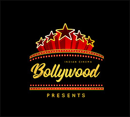 Image showing Bollywood is a traditional Indian movie. Vector illustration with marquee lights